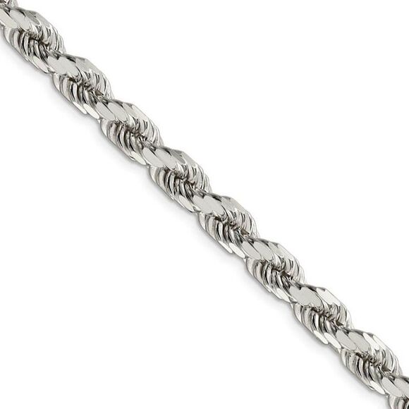 Men's 7mm Sterling Silver D/C 8 Sided Solid Rope Chain Necklace 28in